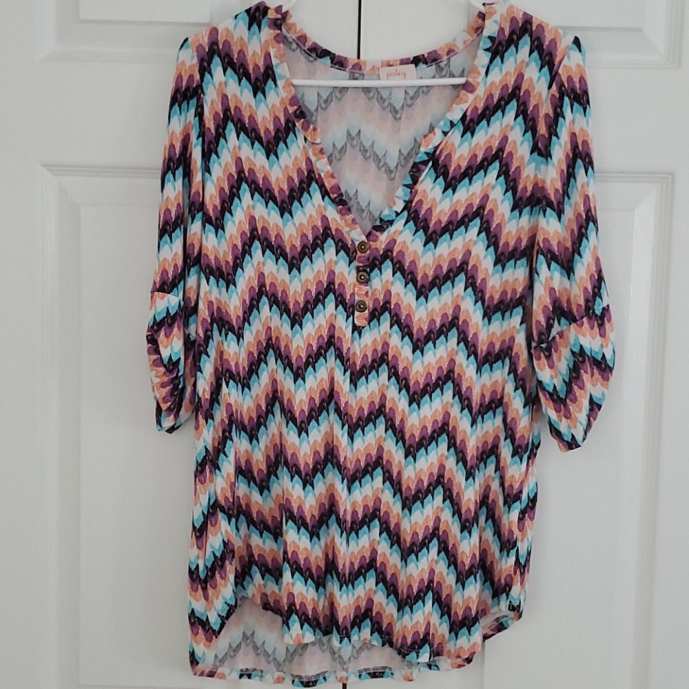 Pixley Henley 3/4 Sleeve Knit Top
